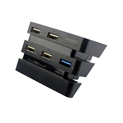 Mcbazel Adattatore cavo HUB USB 2.0 ad alta velocità da 2 a 5 porte 2.0 3.0 per PS4 Pro - nero