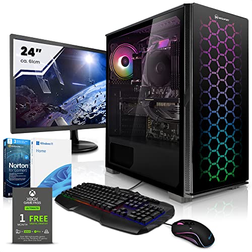 Megaport Completo PC-Gaming AMD Ryzen 5 5500 6x 3.60GHz • 24” Schermo • Windows 11 • Nvidia GeForce RTX1650 4GB • 16GB 3200MHz DDR4 • 500GB M.2 SSD • Tastiera Mouse • pc da gaming