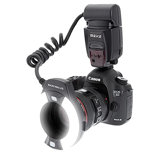 Meike MK-14EXT LED E-TTL Macro Anello Flash Per Canon 5D II III 6D 7D 60D 70D 700D SLR con 7 Adattatore Anello