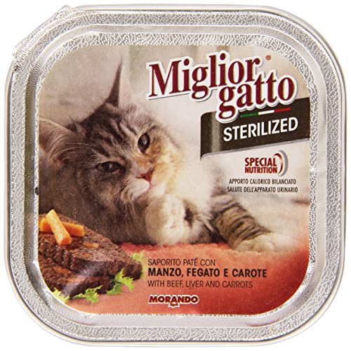 Miglior Gatto Sterilized, Patè con Manzo, Fegato e Carote - 16 pezzi da 100 g [1600 g]