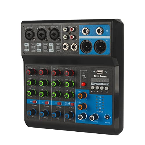 Mini audio DJ mixer Sound Board Console System, 5 Canali 48V Phanto...