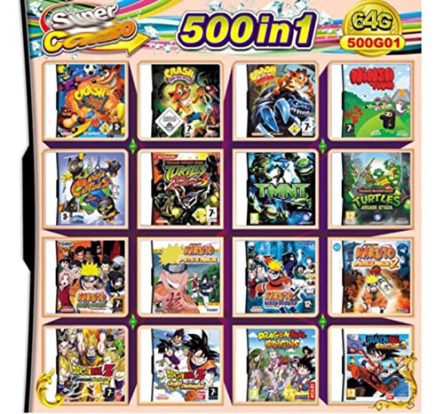 MLGM 500 Games in 1 DS Game Super Combo Cartuccia DS Games for DS NDS NDSL NDSi 3DS XL