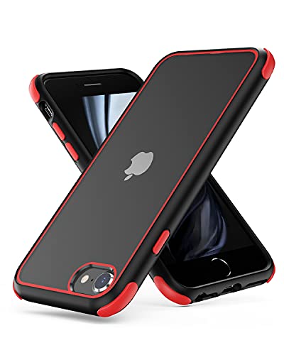 MobNano Cover Compatibile con iPhone SE 2020 2022 5G e iPhone 7 8, Silicone in TPU, Sottile Antiurto AntiGraffio, Protettiva Custodia Compatibile con iPhone 7 8 SE2020 SE2022 - Nero Rosso