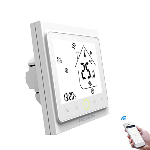 MoesGo termostato Smart WiFi con controllo della temperatura per impianti di riscaldamento elettrici, compatibile con l app Smart Life Tuya, Alexa e Google Home