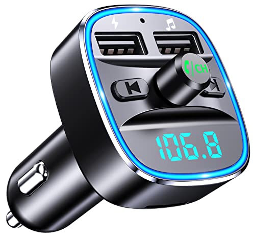 Mohard Trasmettitore FM Bluetooth per Auto, Adattatore Bluetooth Auto Audio Radio Lettore Musicale MP3, Chiamata Vivavoce, Porte USB Doppie (5V 2.4A & 1A), Lettore di Schede TF & Chiavetta USB