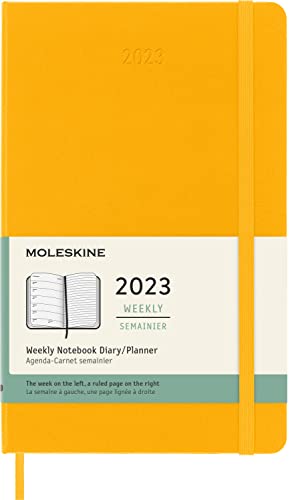 Moleskine Agenda Settimanale 2023, Agenda Settimanale 12-Mesi, Copertina Rigida, Formato Large 13 x 21 cm, Colore Arancione