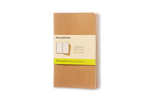 Moleskine Cahier Journal - Set 3 Quaderni con Pagina Bianca, Pocket, Marrone (Kraft Brown)