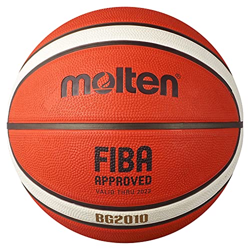 Molten BG2010 Pallone da basket, Interno Esterno, Approvato FIBA, Gomma Premium, Canale profondo, Misura 7, Arancione Avorio, Adatto per Ragazzi di 14 anni e Adulti