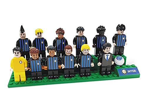 Mondo- Bricks Team Inter National Soccer Club Toys-Brick Collezione-Squadra Milano Giocatori e Allenatore Azzurro-25593, Colore Nero Azzurro, 25593