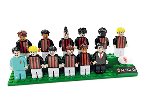 Mondo- Bricks Team Milan National Soccer Club Toys-Brick A.C Collezione-Squadra Giocatori e Allenatore Nero-25594, Colore Rosso Nero, 25594