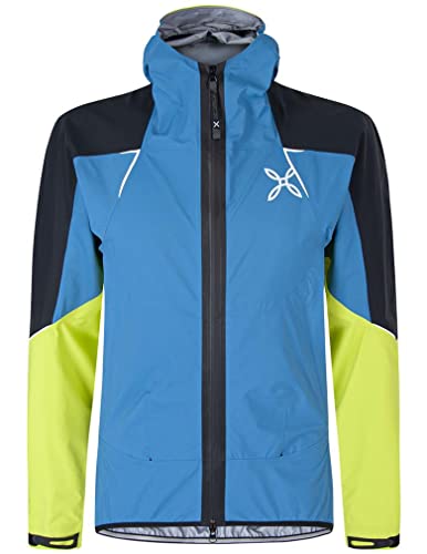 MONTURA magic 2.0 jacket MJAT08X 8347 colore blu ottanio verde acido giacca guscio impermeabile 3 strati goretex ideale per attività outdoor come sci alpinismo trekking alpinismo