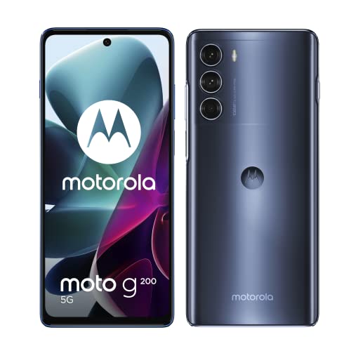 Motorola Moto G200 - Smartphone 5G, Fotocamera 108 MP, Video 8K, Batteria 5000 mAH, 8 128 GB, Display 6.8  FHD+ 144Hz, NFC, Dual SIM, Android 11, Blu (Stellar Blue) [Esclusiva Amazon]