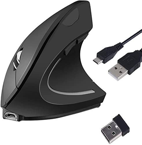 Mouse Verticale Wireless USB ergonomico Ricaricabili Mouse, 2.4G sc...