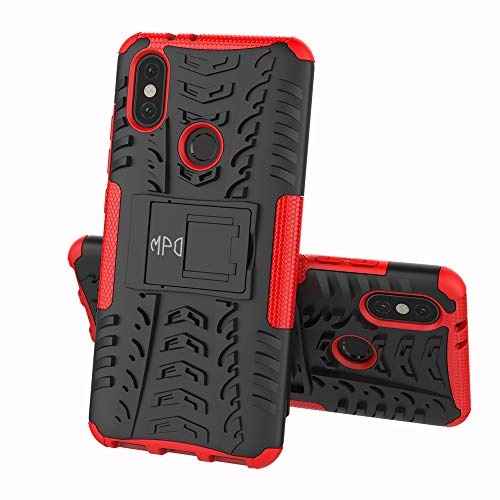 MPD Custodia per Xiaomi Mi A2 con Supporto Bumper Case Cover Armor Rigida Resistente Doppio Strato Protettiva Ibrida Agli Urti (Xiaomi Mi A2, Rosso)