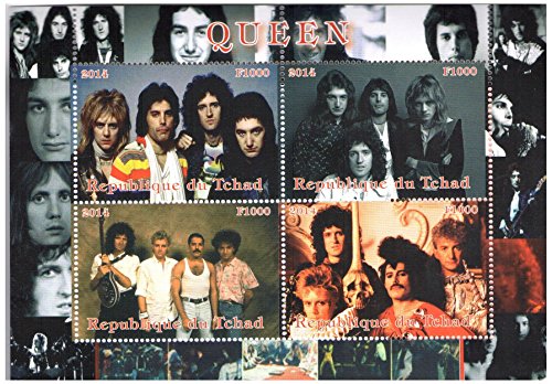 Musica rock Leggenda Regina Banda foglietto con 4 francobolli perforati   2014   Ciad MNH