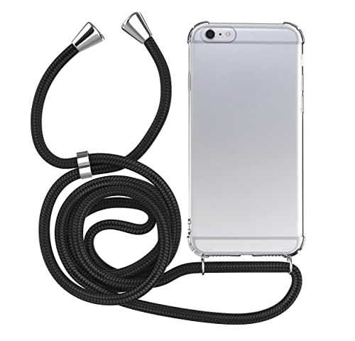 MyGadget Cover con Cordino per Apple iPhone 6 Plus   6s Plus Custodia con Corda - Case Trasparente Antiurto con Laccio Tracolla - Practical Stylish Nero