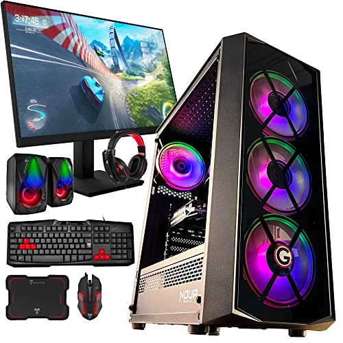 Golook PC Desktop Gaming LED RGB Fisso Completo • i5 16GB SSD 480GB WiFi Nvidia GT1030 2GB • Monitor 24 HD • Tastiera Mouse Cuffie Casse Pad • Computer