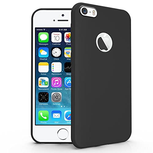 N NEWTOP Cover Compatibile per Apple iPhone 5 5S SE, Custodia TPU SOFT Gel Silicone Ultra Slim Sottile Flessibile Case Posteriore Protettiva (Nero)