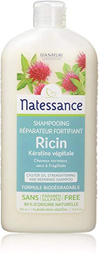 Natessance, Shampoo riparatore fortificante con ricino e cheratina, 500 ml