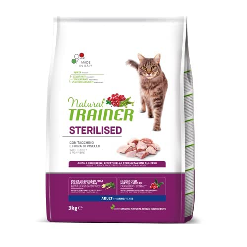 Natural Trainer Sterilised Cibo per Gatti Adulti con Tacchino - 3kg