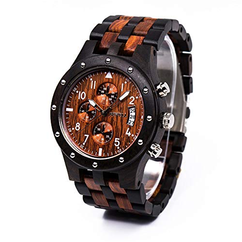 Natural Wood Wooden Clock Fashion Designer Gift for Men Waterproof Wrist Watch