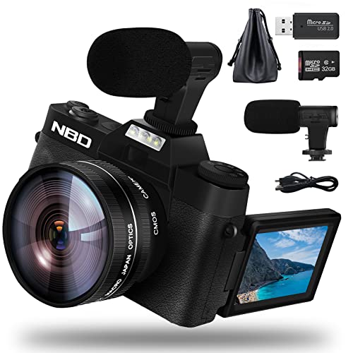 NBD 4K 48MP Fotocamera Digitale Fotocamera Compatta，Fotocamera Vlogging per Fotografia, Fotocamera Compatta con Schermo Flip, Autofocus, Zoom Digitale 16X, Scheda TF da 32 GB