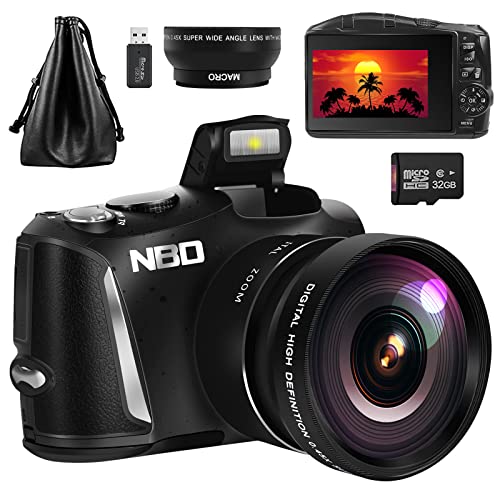 NBD 4K HD Fotocamera digitale Fotocamera Vlogging con obiettivo Schermo da 3,0 pollici Fotocamera compatta Fotocamere digitali all-in-one，grandangolare Zoom digitale 16 x