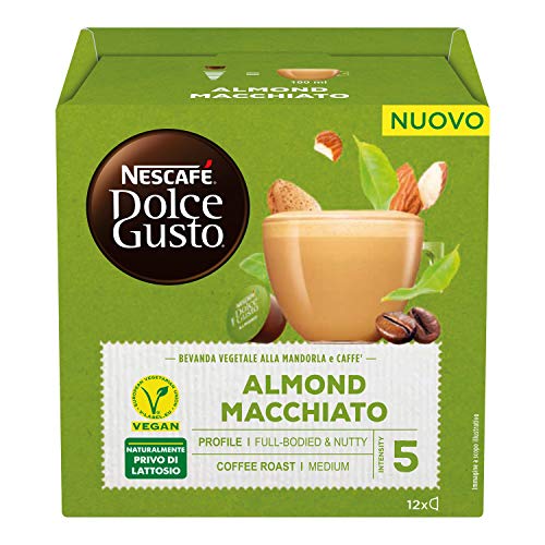 NESCAFÉ DOLCE GUSTO Almond Macchiato Bevanda Vegetale Mandorla e Caffè, 3 Confezioni da 12 capsule (36 capsule)