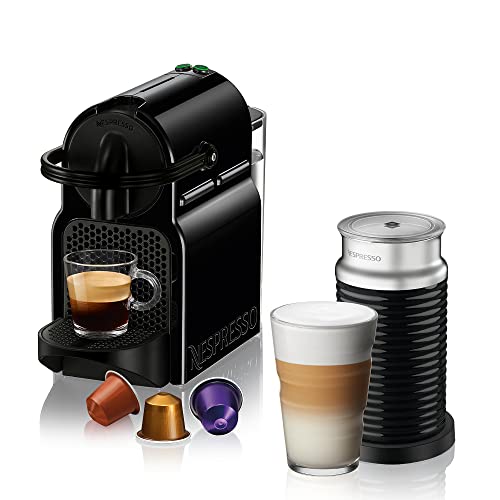 Nespresso Inissia con Aeroccino EN80.BAE, Macchina da caffè di De Longhi, Sistema Capsule Nespresso, Serbatoio acqua 0.7L, Nero