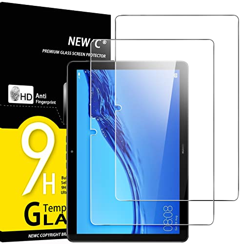 NEW C 2 Pezzi, Pellicola Prottetiva per Tablet Huawei MediaPad T5 10.1, Vetro Temperato Anti Graffio, Anti-Impronte, Senza Bolle, Durezza 9H, 0,33mm Ultra Trasparente, Ultra Resistente