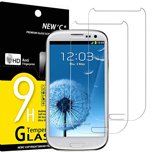 NEW C 2 Pezzi, Vetro Temperato per Samsung Galaxy S3, Pellicola Prottetiva Anti Graffio, Anti-Impronte, Senza Bolle, Durezza 9H, 0,33mm Ultra Trasparente, Ultra Resistente