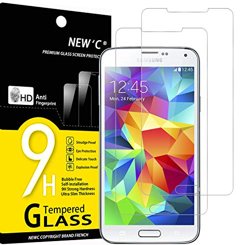 NEW C 2 Pezzi, Vetro Temperato per Samsung Galaxy S5, Pellicola Prottetiva Anti Graffio, Anti-Impronte, Senza Bolle, Durezza 9H, 0,33mm Ultra Trasparente, Ultra Resistente