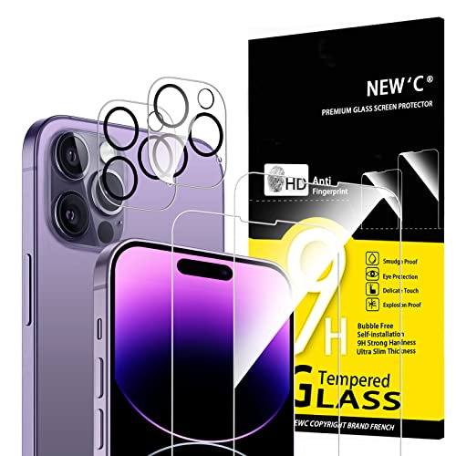 NEW C 4 Pezzi, 2 x Pellicola Vetro Temperato per iPhone 14 Pro Max (6,7 ) e 2 x Pellicola Vetro Protettiva Fotocamera Posteriore per iPhone 14 Pro Max (6,7 )-Ultra Resistente-Vetro Durezza 9H