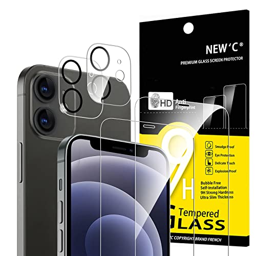 NEW C 4 Pezzi, 2 x Pellicola Vetro Temperato per iPhone 12 Mini e 2 x Pellicola Vetro Protettiva Fotocamera Posteriore per iPhone 12 Mini - Antigraffio - Ultra Resistente - Vetro Durezza 10H