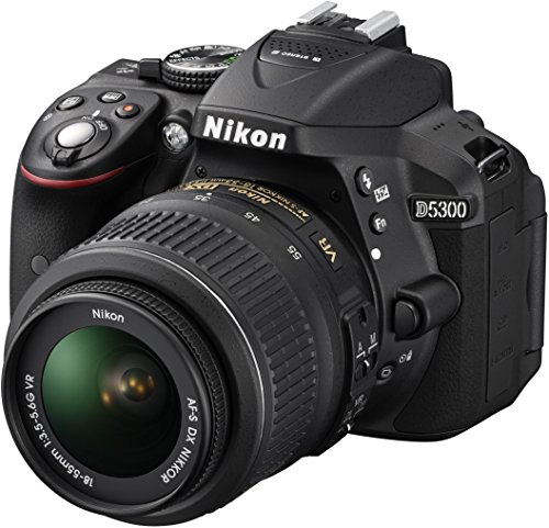 Nikon D5300 fotocamera reflex digitale con kit obiettivo VR da 18-55 mm - nero (24,2 MP) LCD da 3,2 pollici con Wi-Fi e GPS (rinnovato)