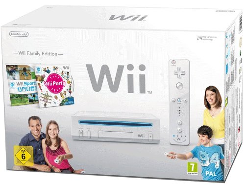 Nintendo Wii - Console Wii Family Edition, Bianca + Wii Sports + Wii Party + Telecomando Wii Plus + Nunchuck [Bundle]