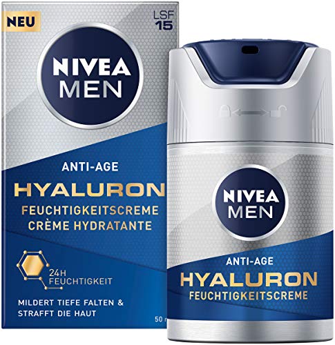 Nivea Men, Crema viso Anti-Age Hyaluron, idratante, per uomo, 50 ml...
