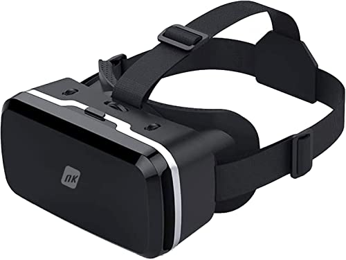 NK Occhiali 3D VR per Smartphone – Visori Intelligenti di Realtà Virtuale per Smartphone tra 4,7  - 6,53 , Angolo Visione 90º, Rotazione 360°, Obiettivo e Pupilla Regolabile - Nero