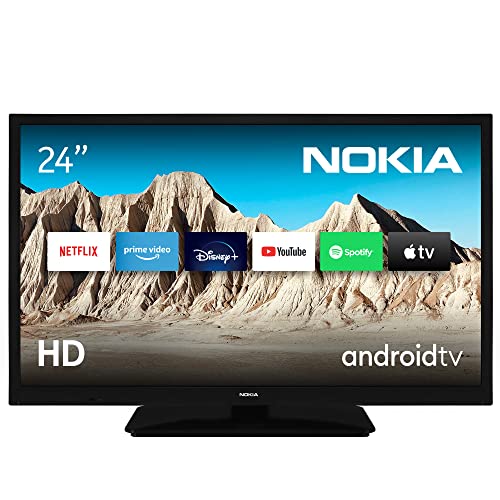 Nokia Smart TV 24 Pollici 60cm Android TV HD Ready, AV Stereo, WiFi, 220 Volt, Triple Tuner DVB-C S2 T2, Netflix, Prime Video, Disney+, Nero