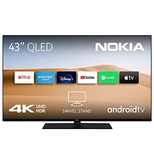 Nokia Smart TV 43 Pollici 108 cm Android TV QLED 4K UHD, DVB-C S2 T2, Netflix, Prime Video, Disney+