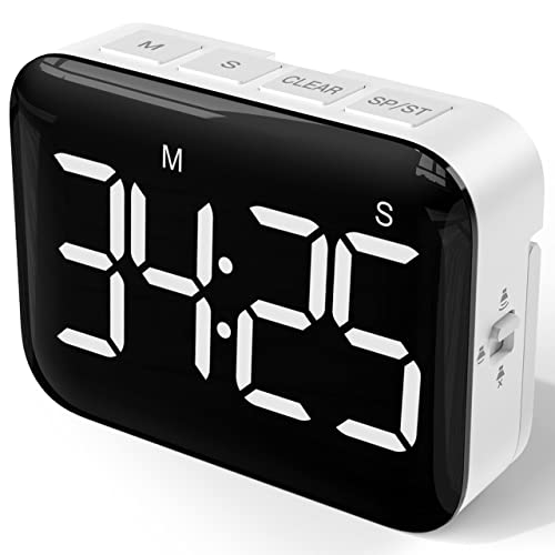 NOKLEAD Digitale Timer da Cucina: cronometro con conto alla rovescia magnetico con ampio display a LED, volume e luminosità regolabili, facile da usare per bambini anziani (batterie incluse)