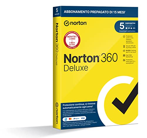 Norton 360 Deluxe 2023 | Antivirus per 5 dispositivi | Licenza di 1...