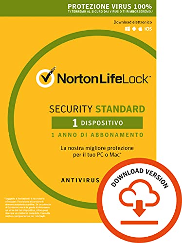 Norton Security Standard, Antivirus per 1 Dispositivo, Licenza di 1 anno, PC, Mac, tablet e smartphone, Codice d attivazione via email