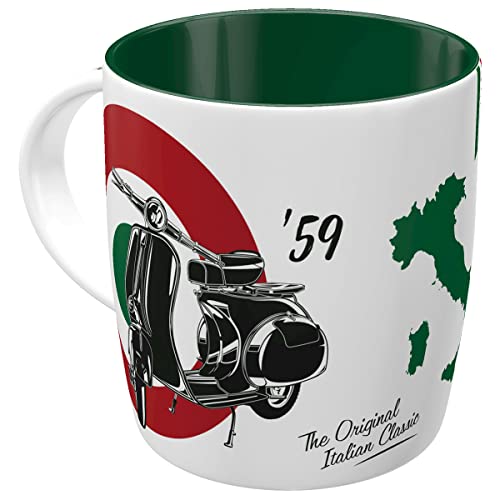 Nostalgic-Art Tazza da caffè retrò, Vespa – The Italian Classic – Idea regalo per amanti degli scooter, Design vintage, 330 ml, in ceramica