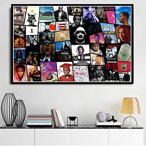 NOVELOVE Poster Stampe Rap Music Star Collage Hip Hop Album Pittura Immagini da Parete Decorazioni per la casa Regalo Senza Cornice 40 * 60 cm
