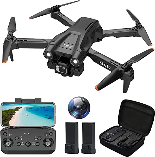 OBEST Drone con fotocamera 4K HD, doppia fotocamera e regolazione a 150°, evitamento intelligente degli ostacoli, mantenimento dell altitudine, capovolgimento 3D, volo della traiettoria (KF610)