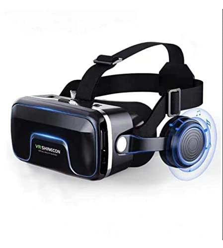 Occhiali vr 3D ,Occhiali vr per Realtà Virtuale ,Visore Realtà Virtuale Occhiali Headset Virtual Reality 3D Film Glasses per i-Phone &Android Smartphones (Occhiali vr con Cuffie)-Nero