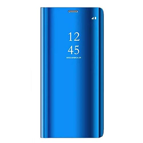 Oihxse Compatibile con Xiaomi Mi A2 Lite Cover,Flip Custodia Cover con Funzione Kickstand,Ultra-Sottile Specchio Traslucido Cover per Xiaomi Mi A2 Lite,PU Silicone Protezione a quattro angoli (blu)