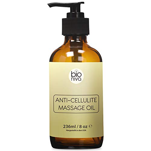 Olio anticellulite - Ingredienti naturali rassodanti per ridurre le smagliature - Olio nutriente per massaggi con Olio di Argan e Oli Essenziali che rassodano la pelle rilassata. Bioniva (1 x 236ml)