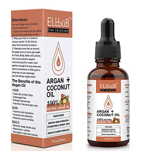 Olio di Argan + Olio di Cocco Puro e Naturale, Antiossidante, Vegan - Siero Rinforzante e Idratante per Capelli, Pelle, Corpo e Unghie